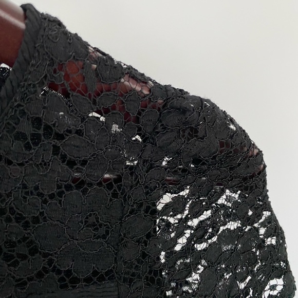Pablo Lace Contrast Trim Cap Sleeve Black Blouse Top - Picture 6 of 12